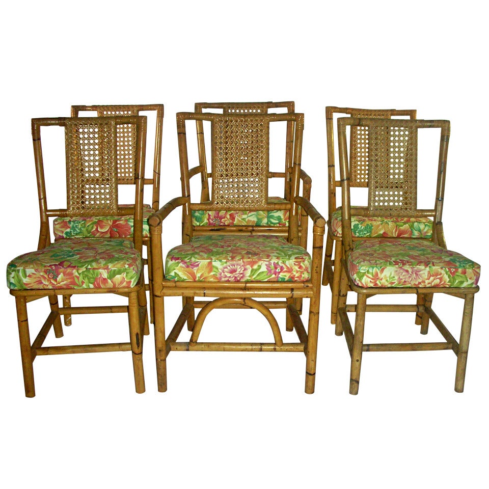 Six Bamboo Dining Chairs For Sale