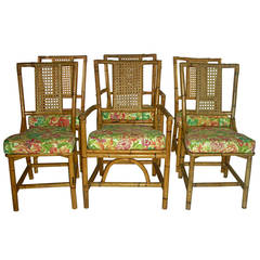 Six Bamboo Dining Chairs