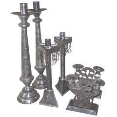 Collection of Mexican Tinware Candle Holders
