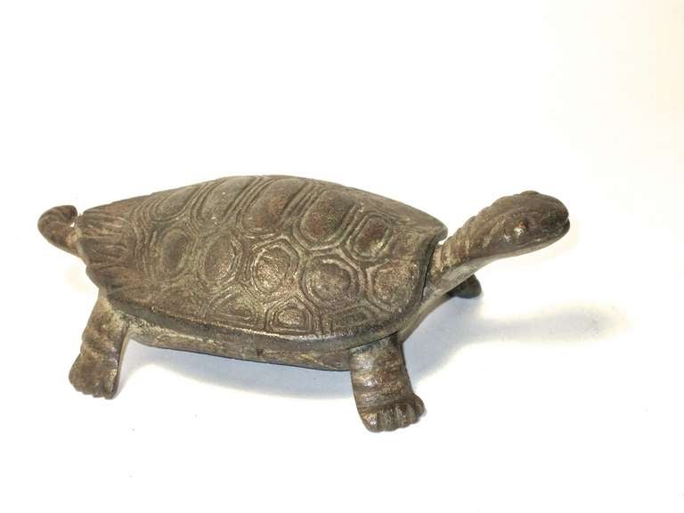 American Hinged Brass Turtle Box For Sale