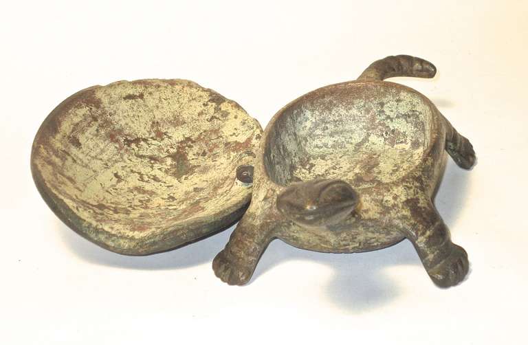 Mid-20th Century Hinged Brass Turtle Box For Sale