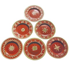 Vintage Six "Tourista" Earthenware Plates, Jalisco, Mexico