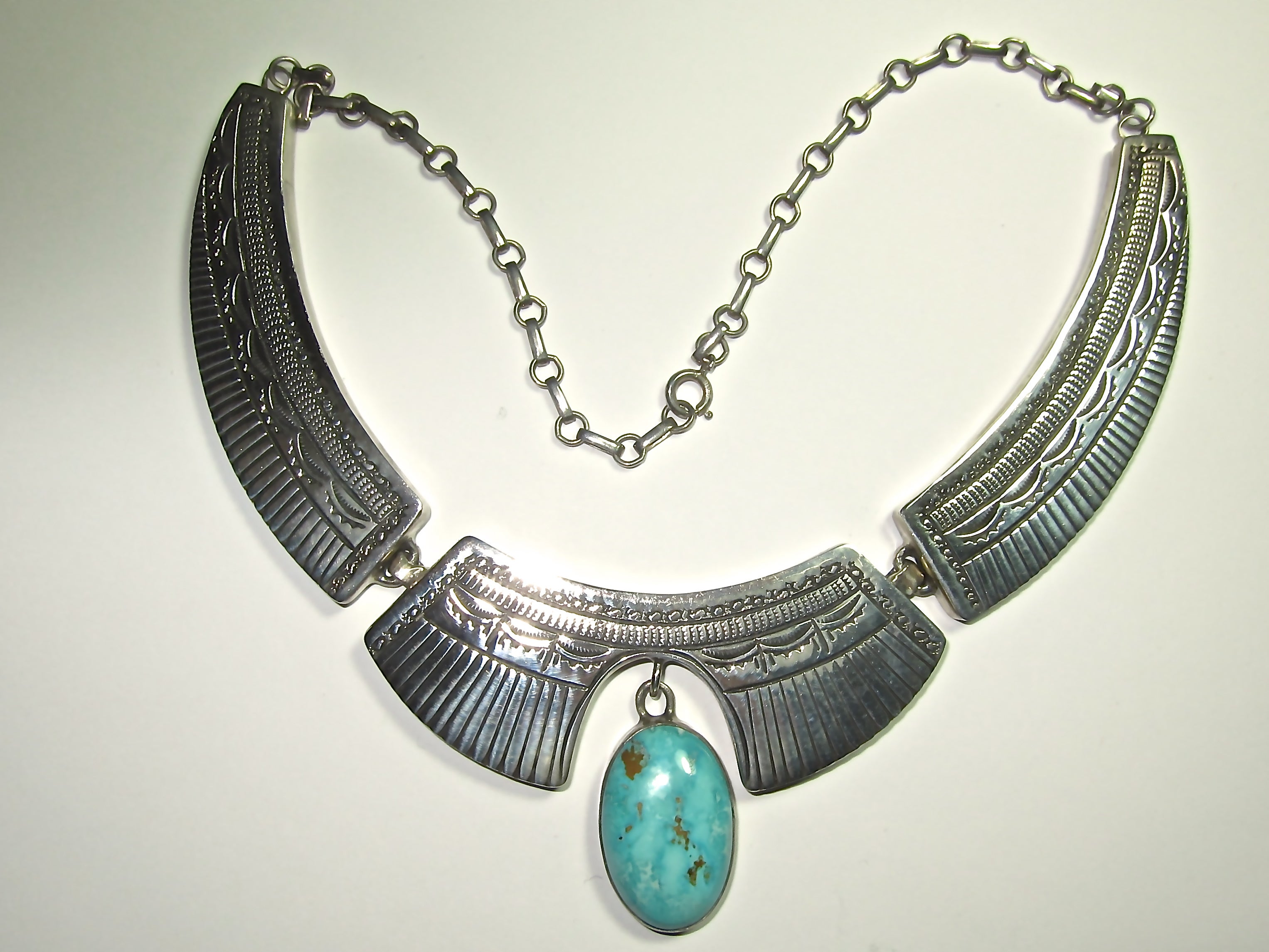 Sterling Silver Necklace with Turquoise Pendant