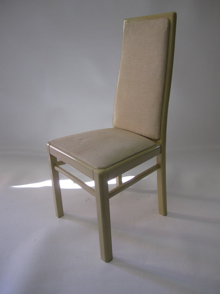 Late 20th Century Italian Dining Chairs in Eggshell Lacquer, Set of Twelve