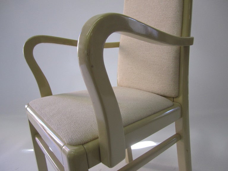 Italian Dining Chairs in Eggshell Lacquer, Set of Twelve 3