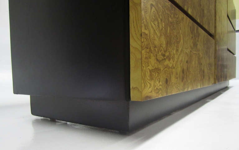 Ebonized Handsome Burl Wood Credenza by Milo Baughman for Lane