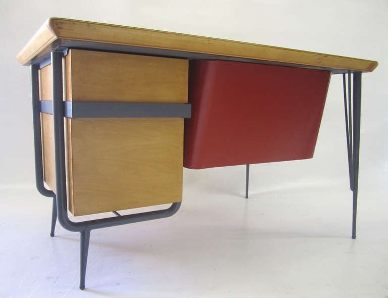 Rare Industrial and Stylish Desk by Raymond Loewy for Brunswick at