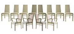 Italian Dining Chairs in Eggshell Lacquer, Set of Twelve