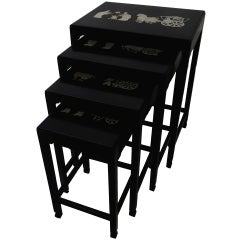 Mid-Century Asian Influence Nesting Tables, Set of Four 12