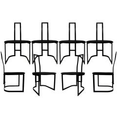 Architectural Set of Eight Dining Chairs