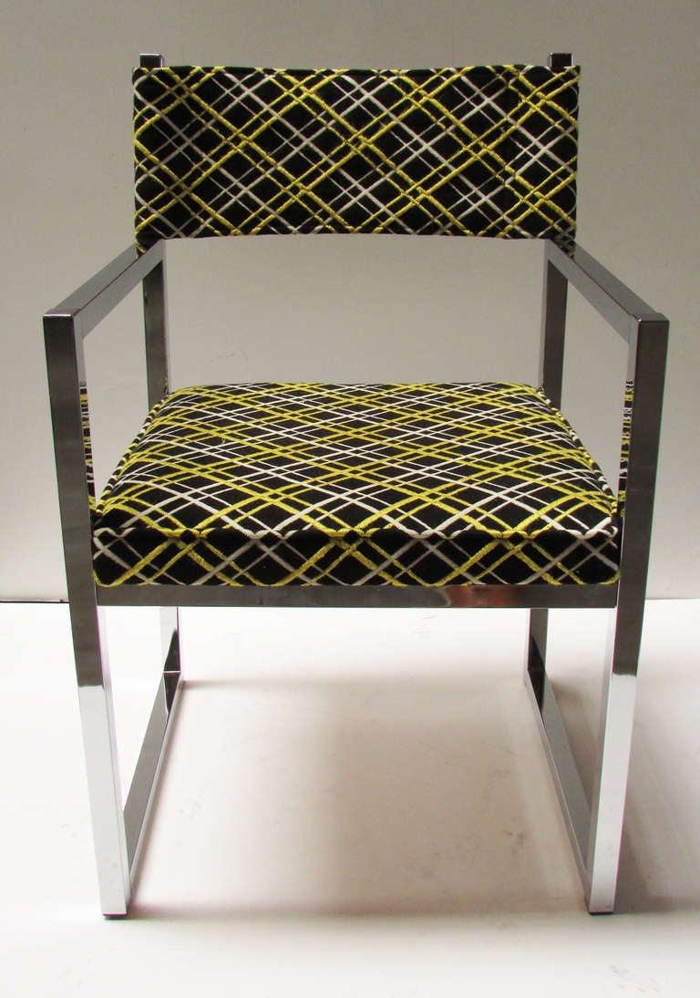 Architectural 1970s Dining Chairs in Style of Milo Baughman, 6 In Excellent Condition In Pasadena, CA
