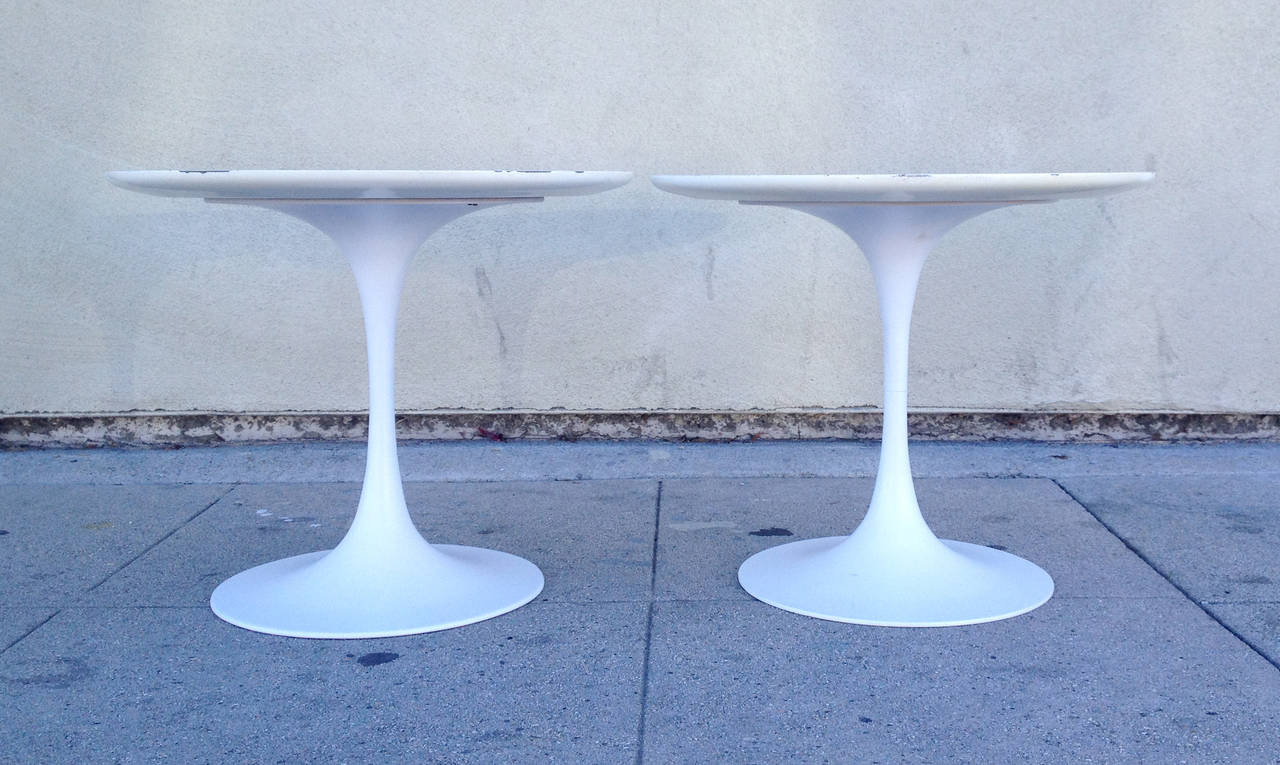 20th Century Burke Tulip Tables with Laminate Flower Motif inspired by Eero Saarinen
