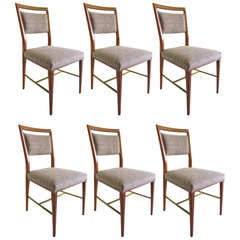 Brass and Blond Mahogany Dining Chairs by Paul McCobb for Calvin, Set of Six
