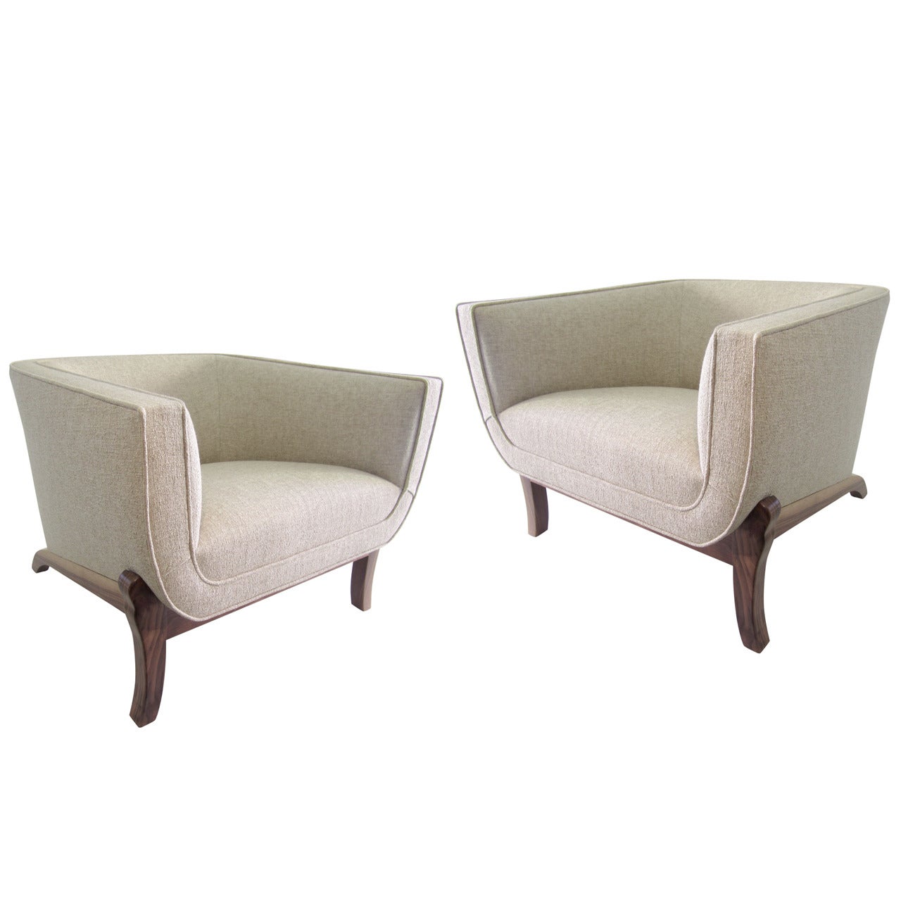 Elegant Faceted 1960s Barrel Chairs, Pair