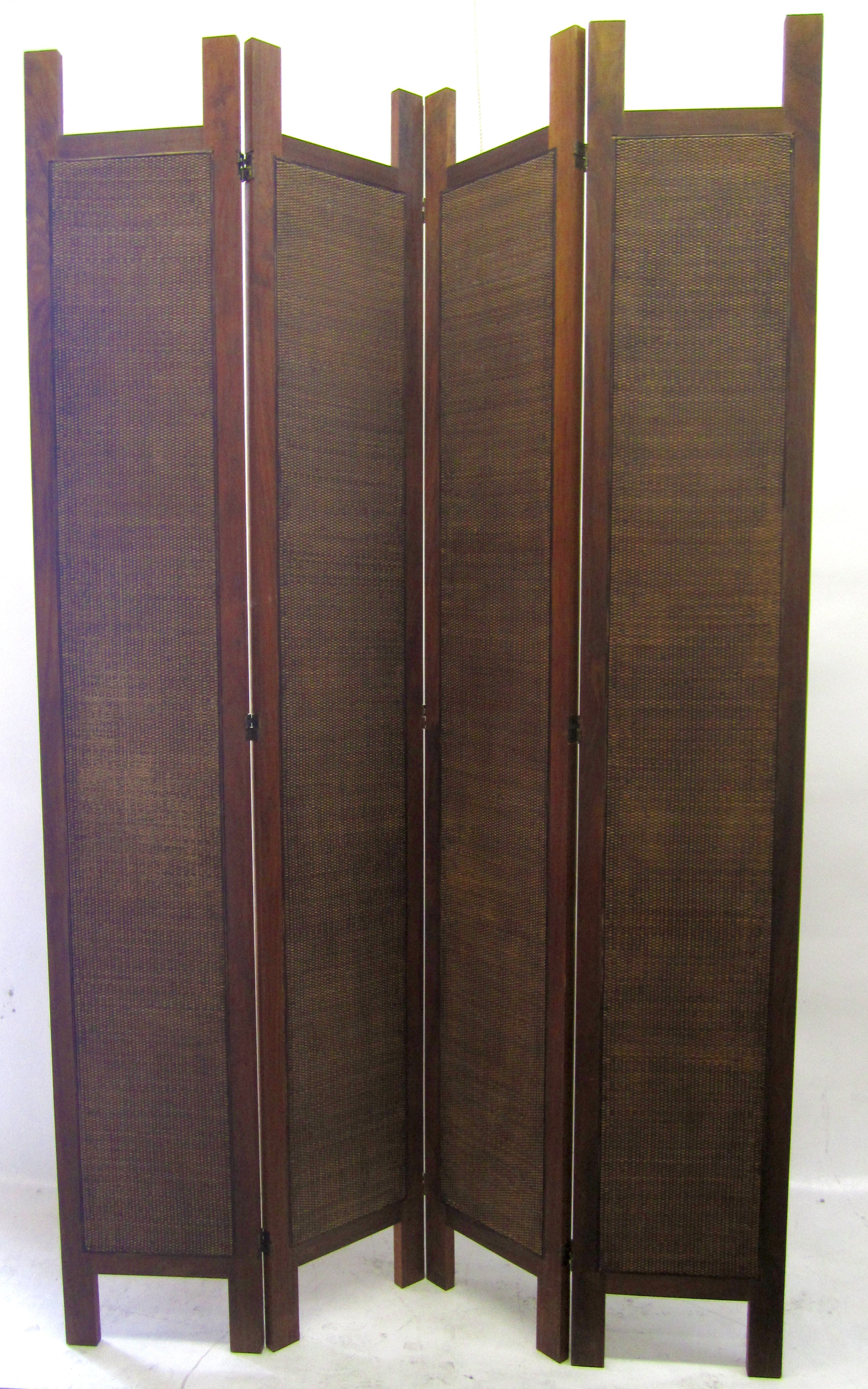 8 Foot Tall Four-Panel Woven Rattan Screen / Divider