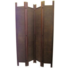 8 Foot Tall Four-Panel Woven Rattan Screen / Divider