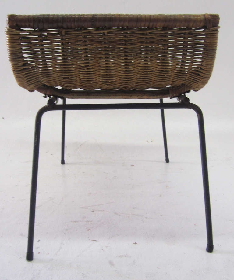 Petite Rattan Stool by Danny Ho Fong In Good Condition In Pasadena, CA