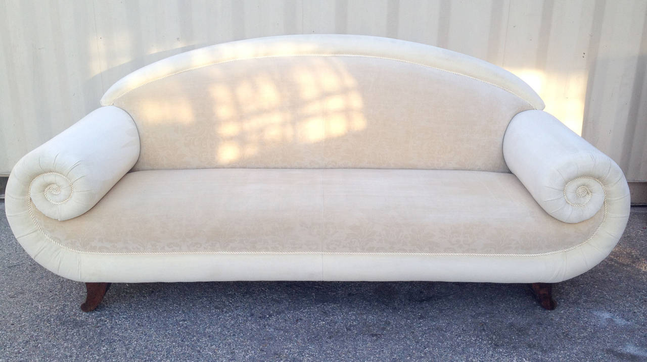 American Extravagant Hollywood Regency Sofa with Scrolled Arms