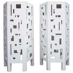 Lacquered Geometric Side Tables, Pair 12