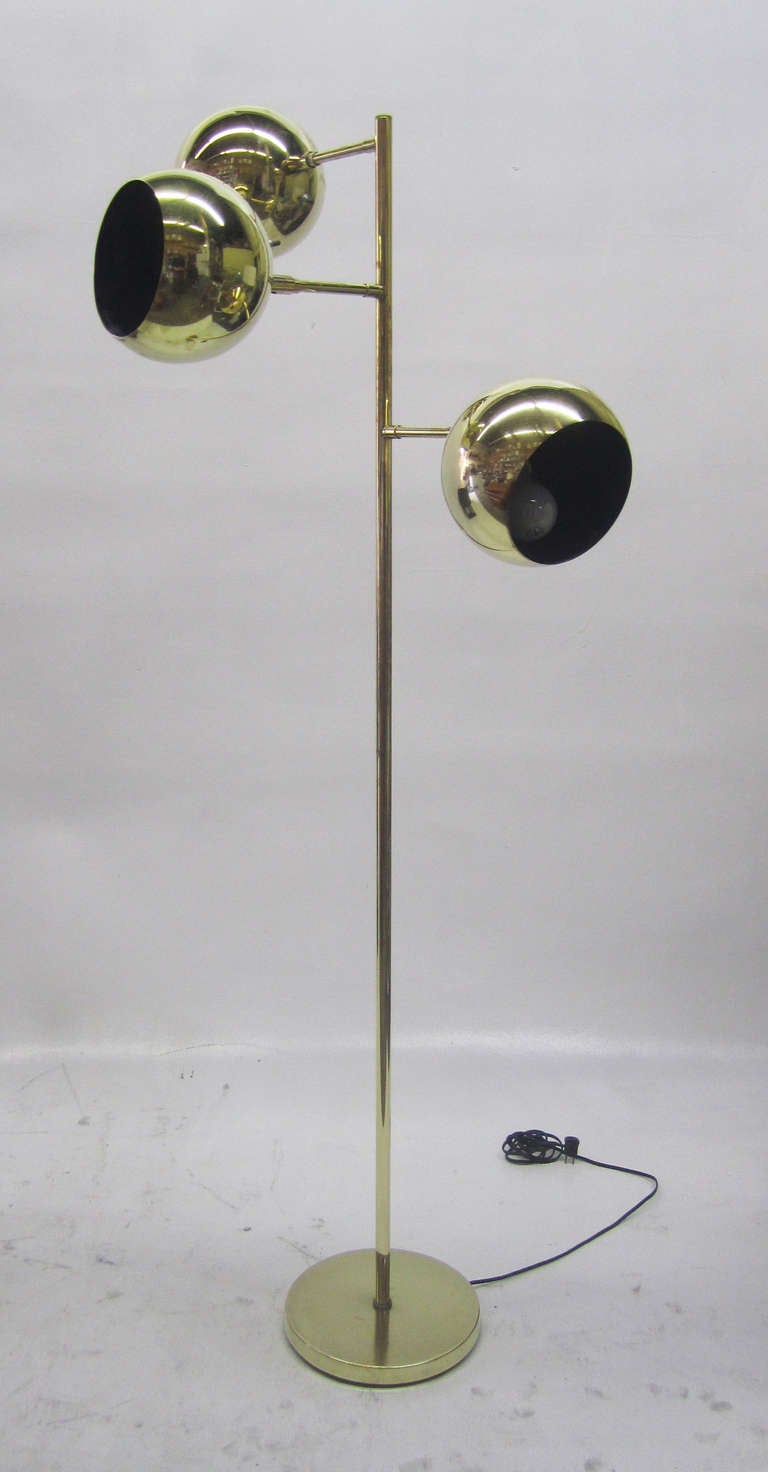 American Three-Tier Brass Floor Lamp by Robert Sonneman