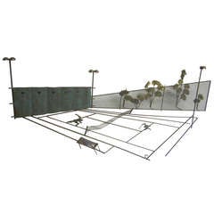 Tennis Match Mixed Metal Wall Sculpture by Curtis Jere