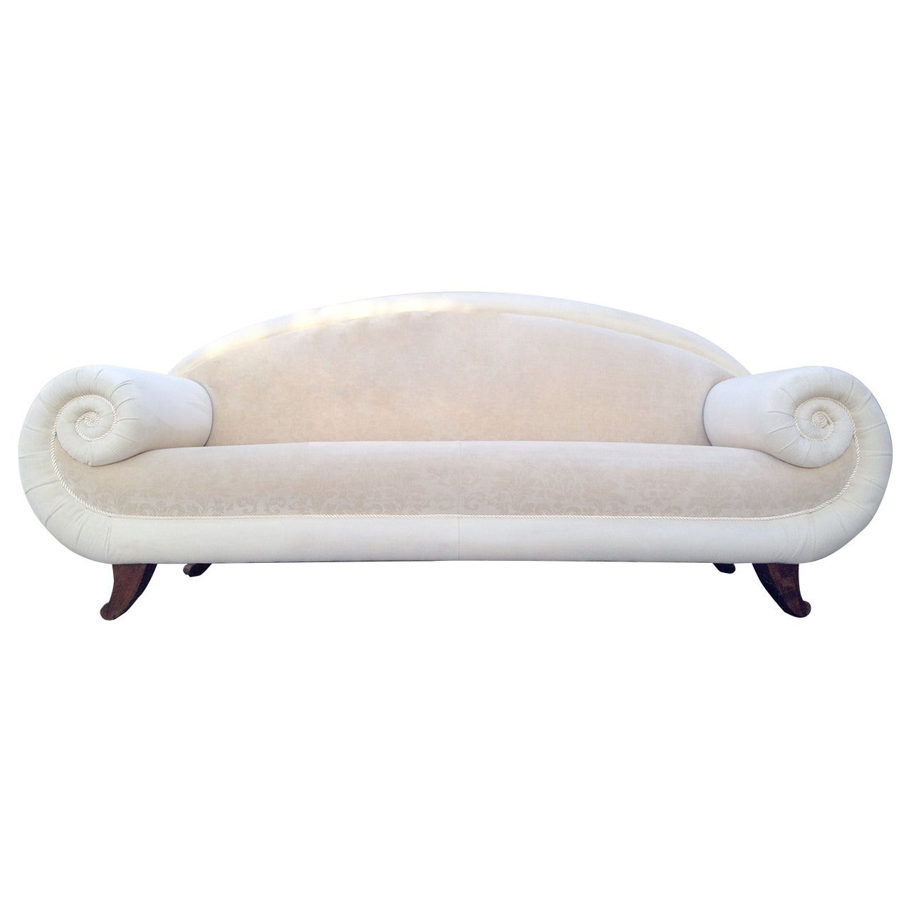 Extravagant Hollywood Regency Sofa with Scrolled Arms