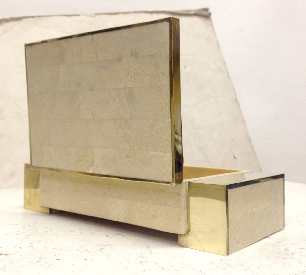 Architectural Brass & Tessellated Stone Jewelry Box 3