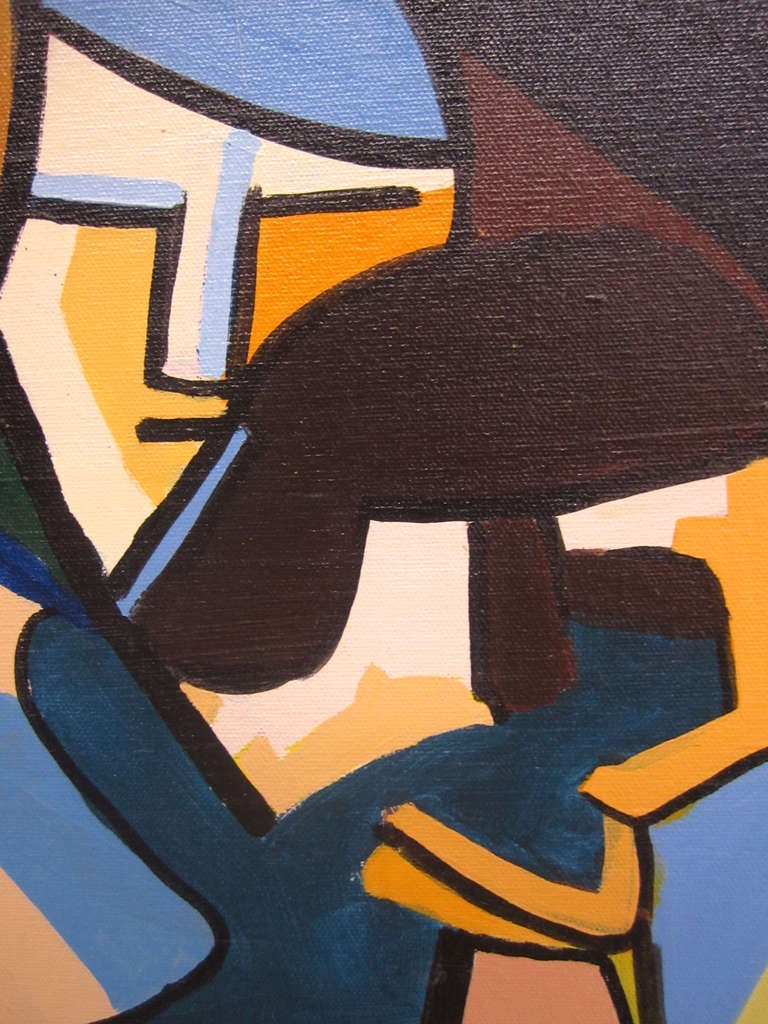 Mid-Century Modern Abstract / Cubist Painting Signed Callahan
