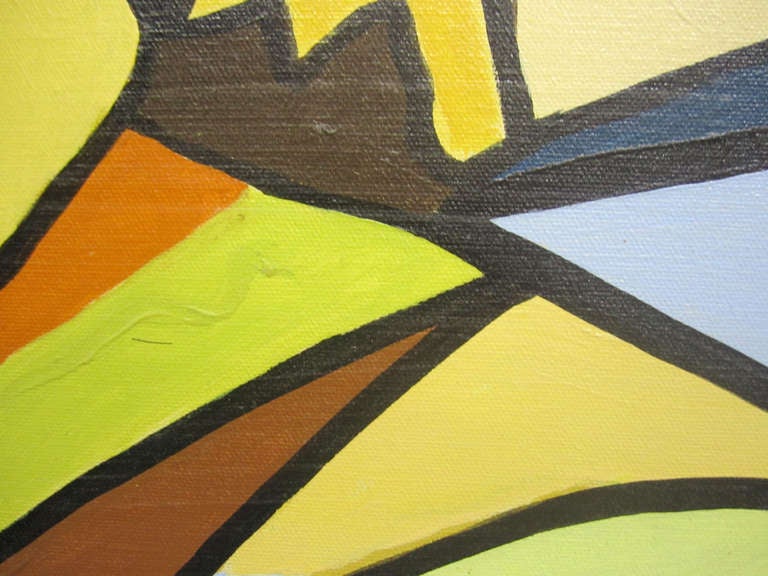 Abstract / Cubist Painting Signed Callahan In Excellent Condition In Pasadena, CA