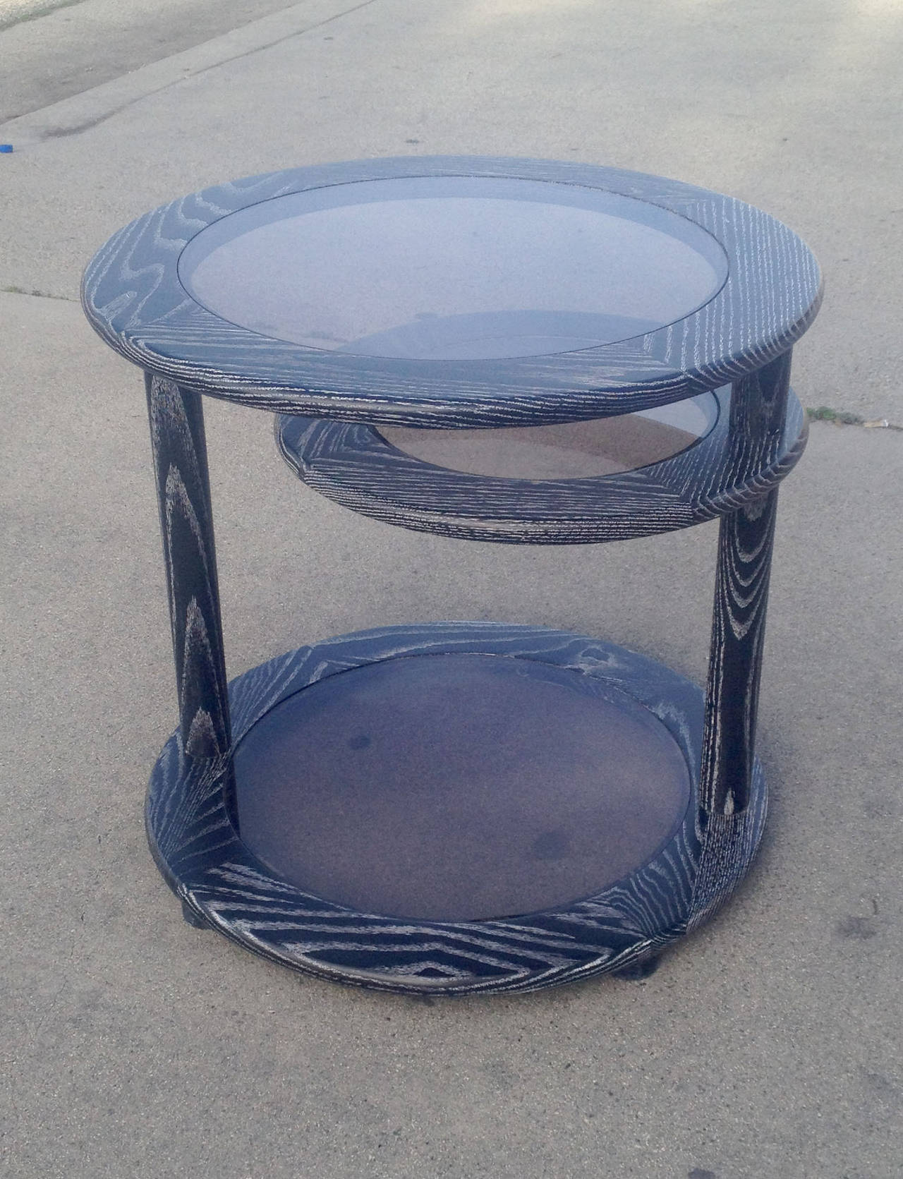 Mid-Century Modern Circular Side Table with Swinging Central Tier