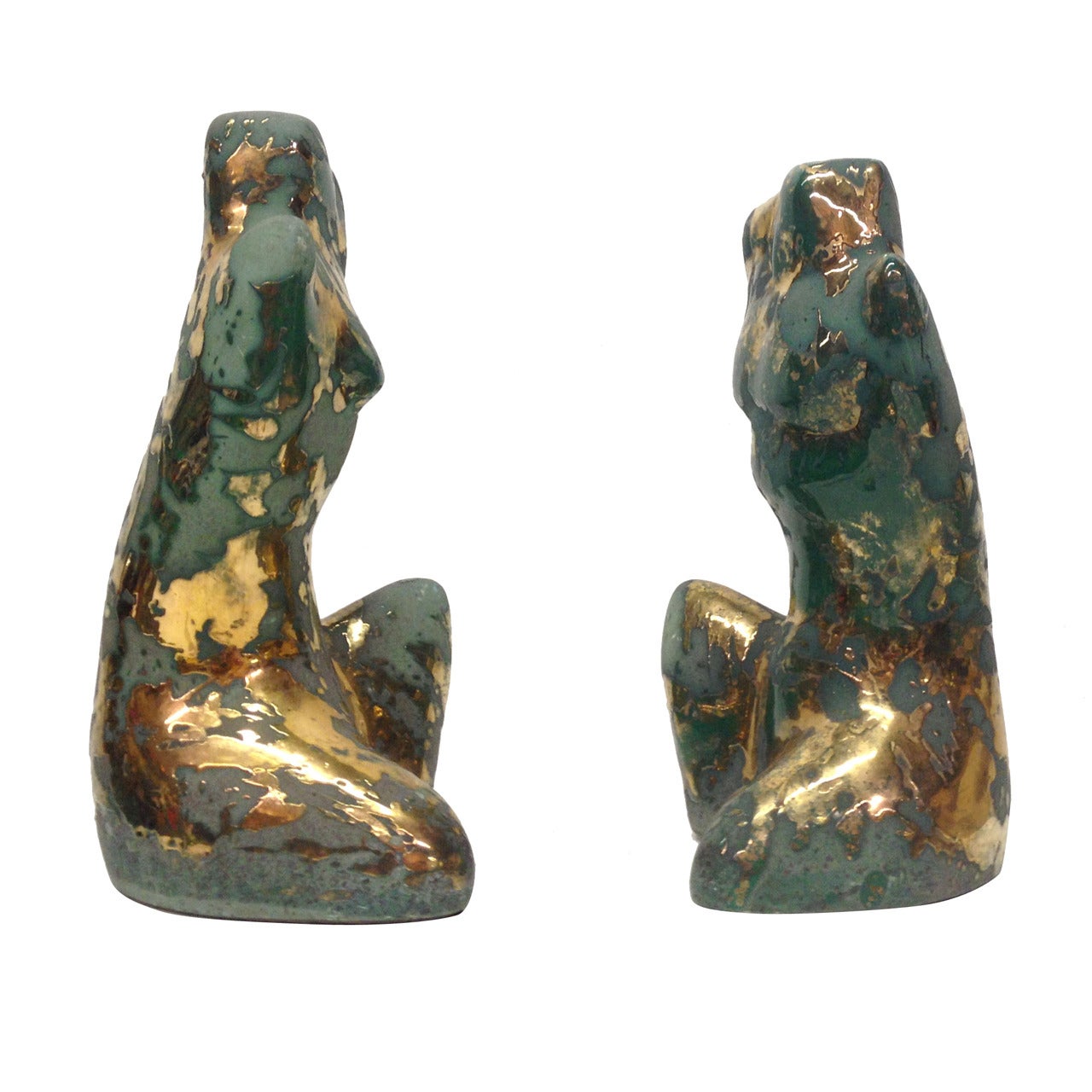 Gilded and Oxidized Man and Woman Sculptures