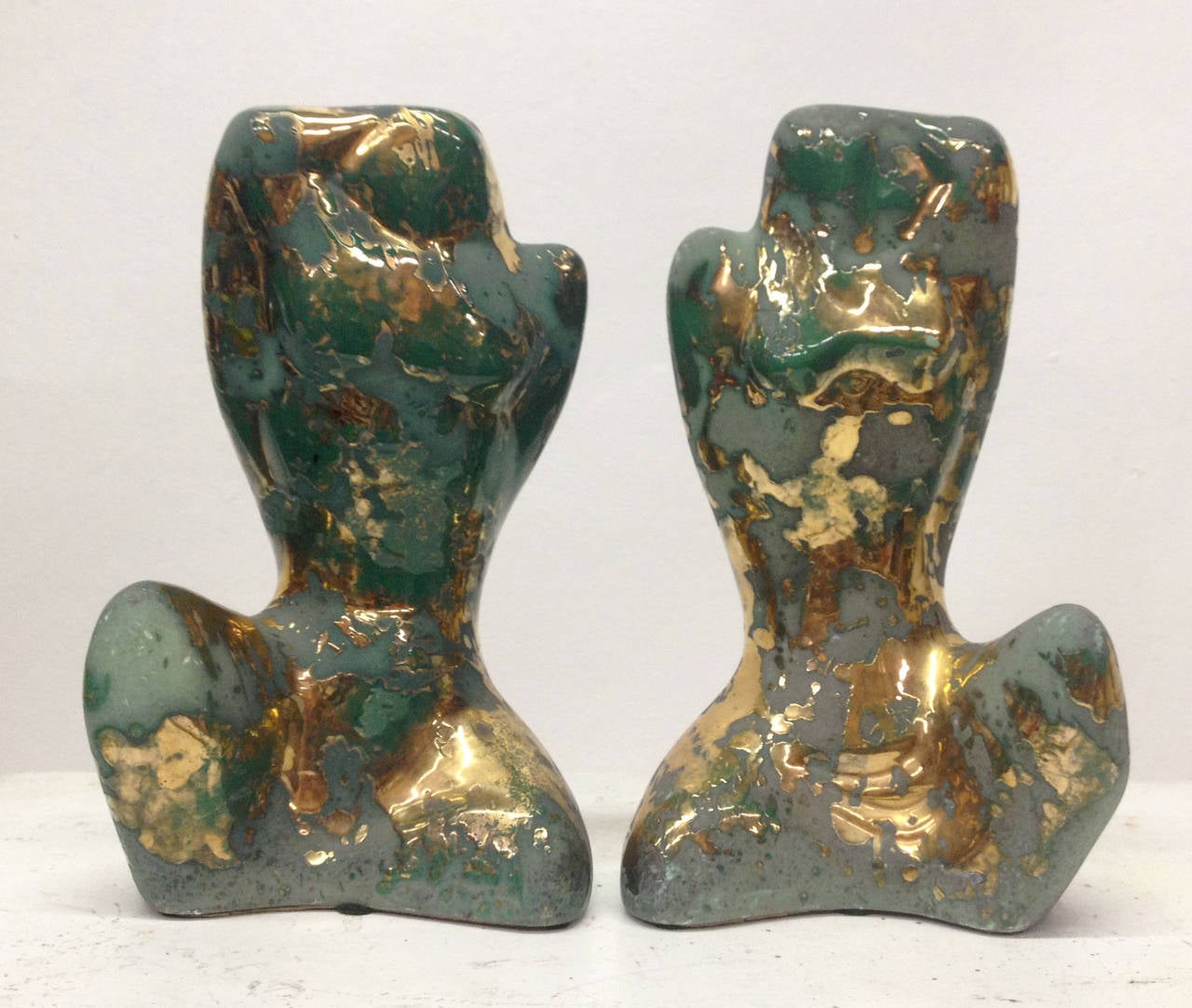 Gilded and Oxidized Man and Woman Sculptures 1
