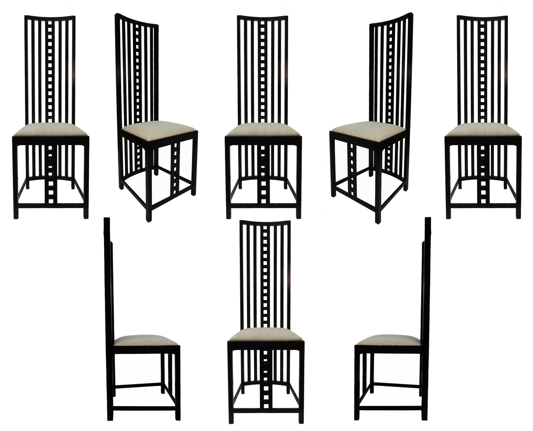 Charles Rennie Mackintosh Hill House Chairs, Set of Eight