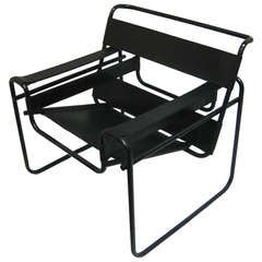 "Wassily"  Lounge Chair with Rare Black Frame
