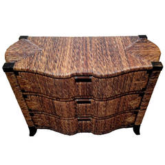 Serpentine Front Woven Rush Chest of Drawers by Maitland-Smith