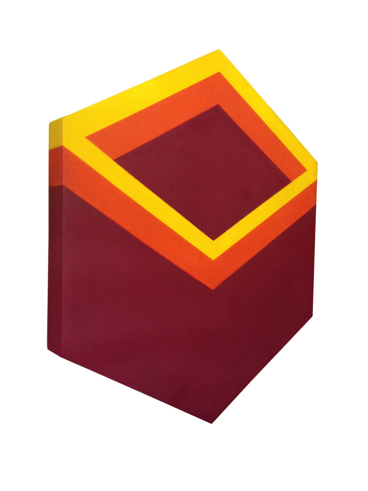 American 1970s Hexagonal Three Dimensional Perspectiv Painting