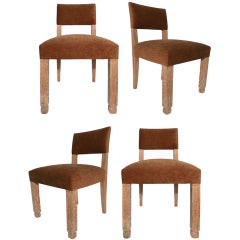 French Cerused 1930s Chairs, Set of Four