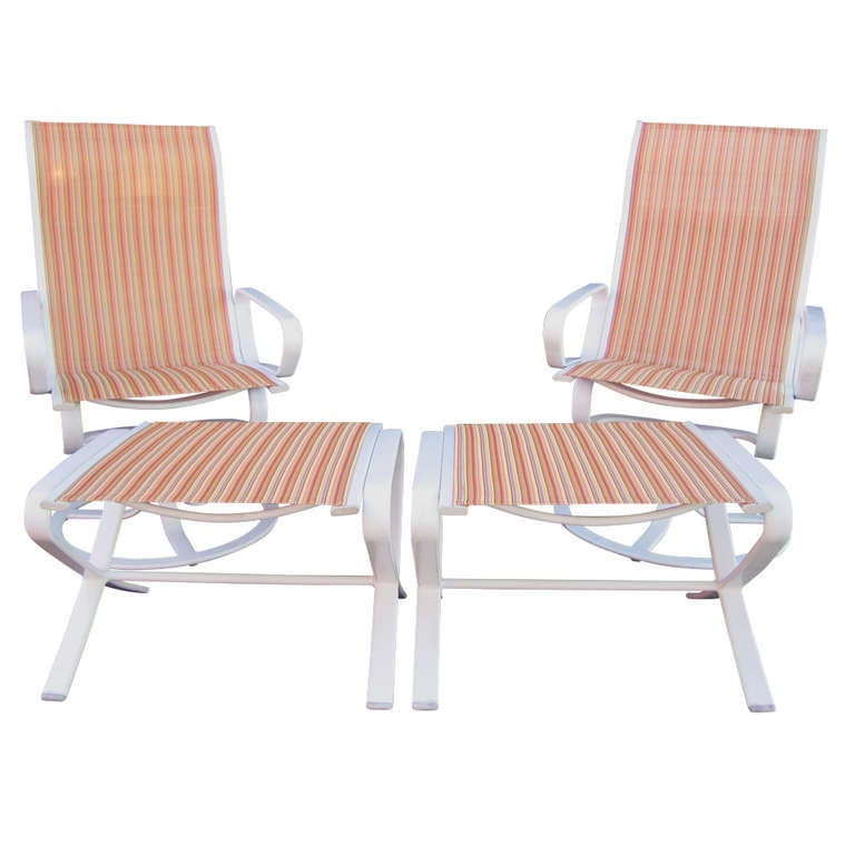 Brown Jordan HighBack Swivel Lounge Chairs with Ottomans, Pair at 1stDibs