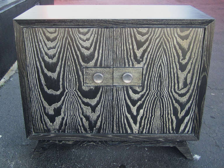 Mid-Century Modern Petite Cerused Cabinet / Credenza by Paul Frankl for Brown Saltman