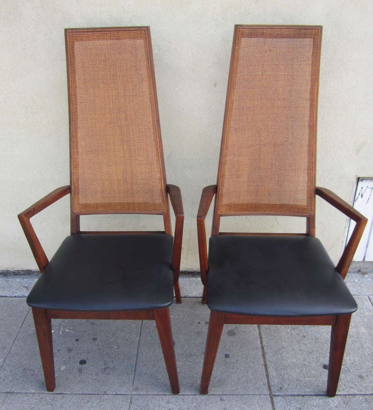 Mid-Century Modern Fauteuils à dossier canné du milieu du siècle dernier par Tempo of California