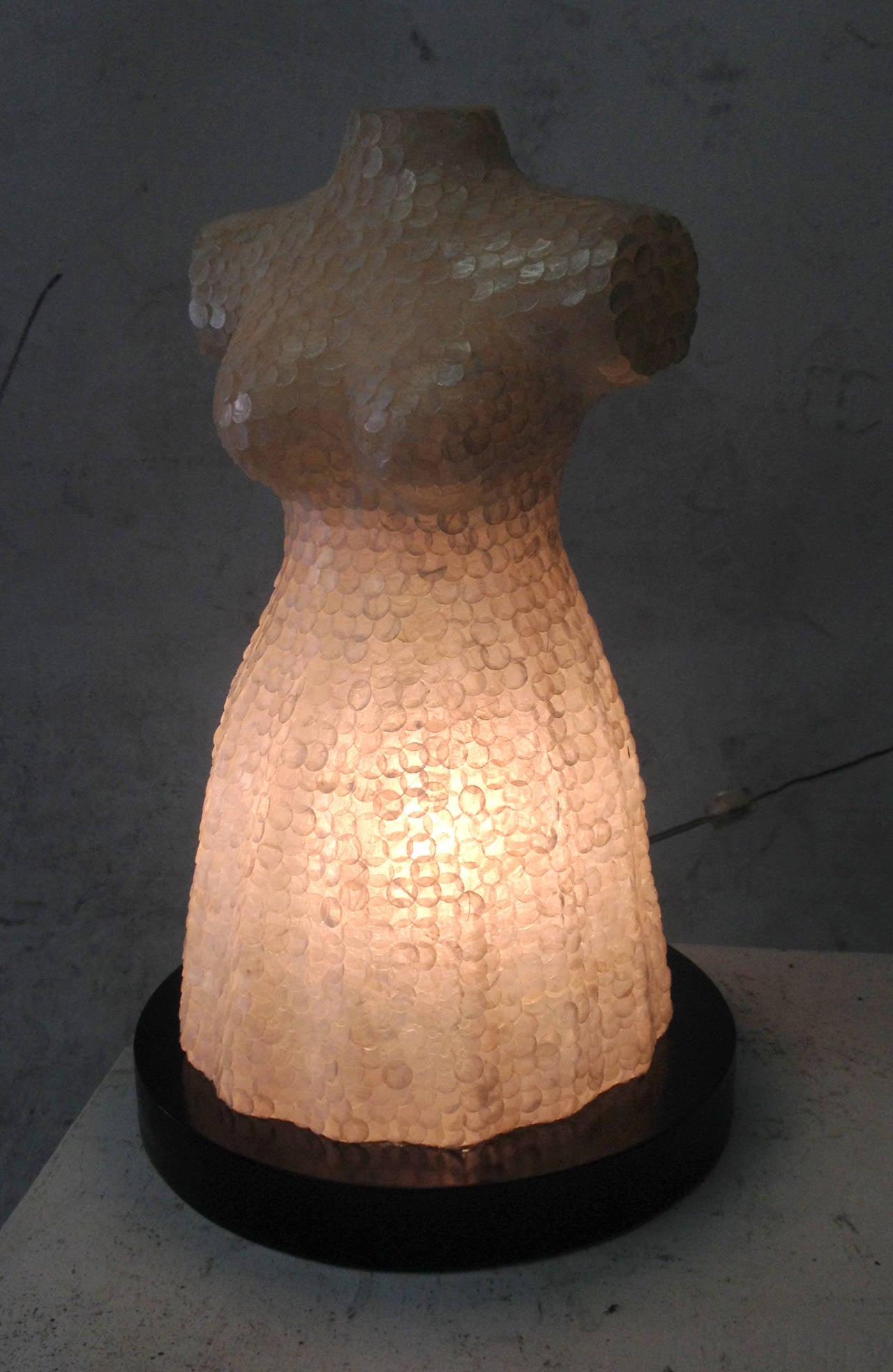 Capiz Paillette Dress Form Table Lamp 2