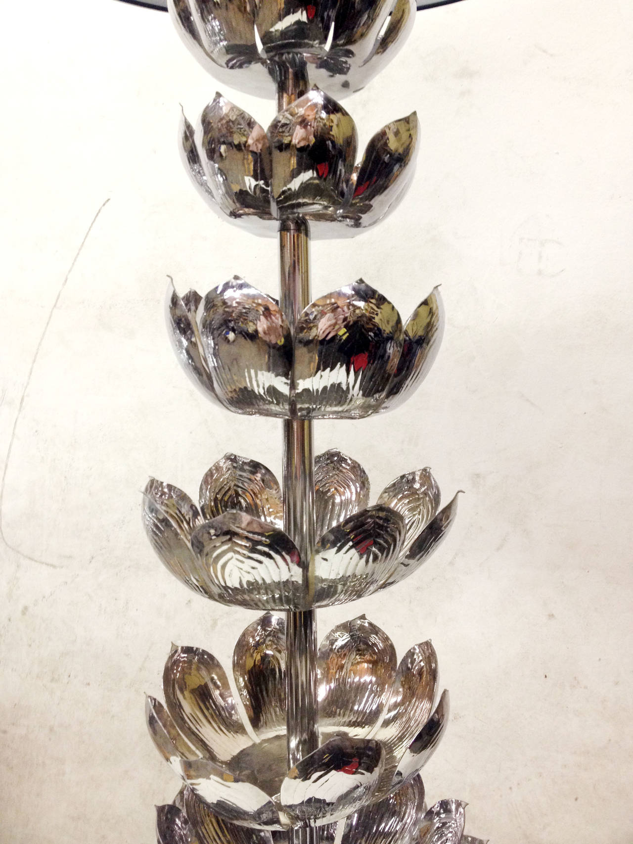 Mid-Century Modern Tall Chrome Lotus Feldman Table Lamp