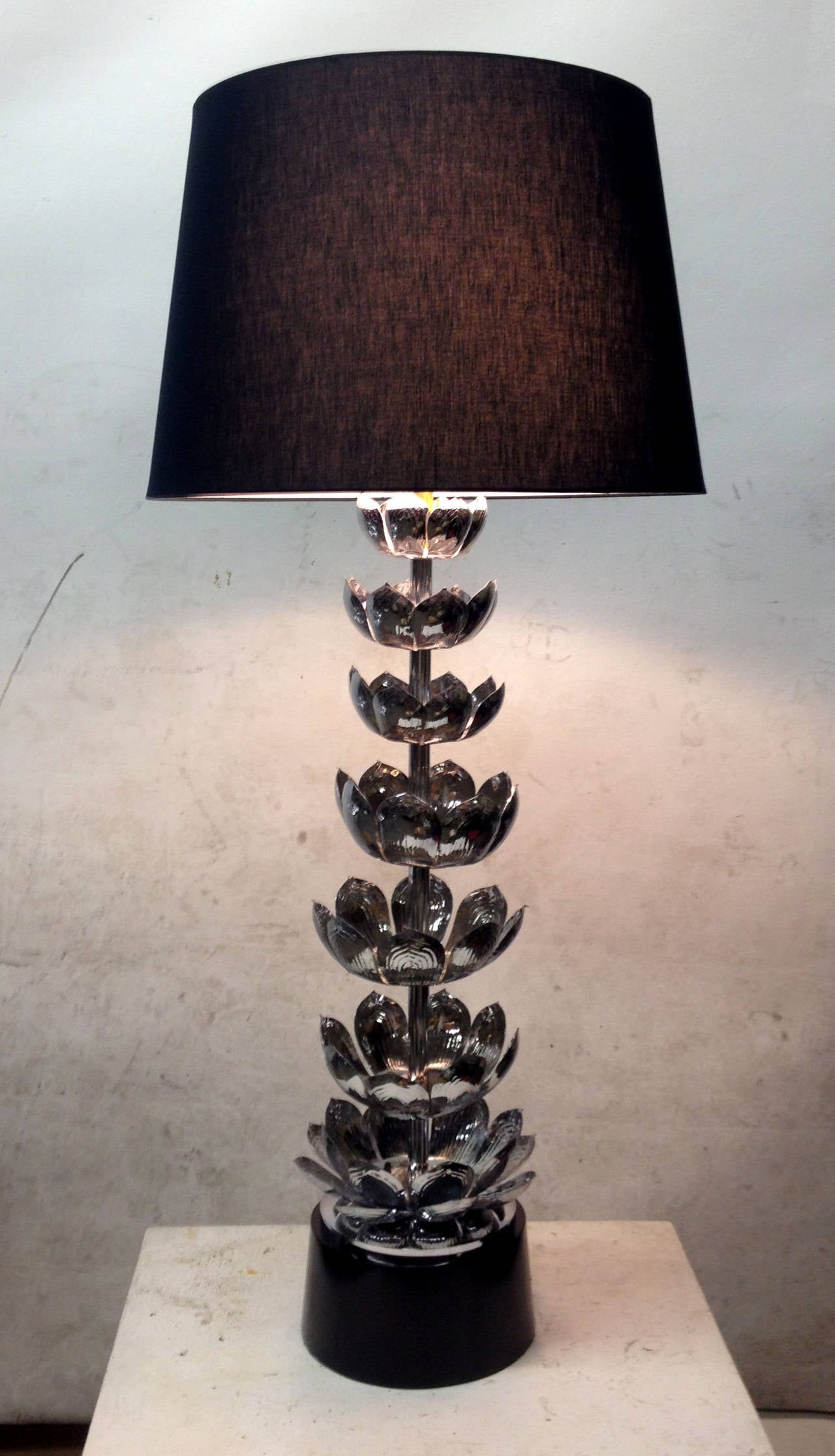 American Tall Chrome Lotus Feldman Table Lamp