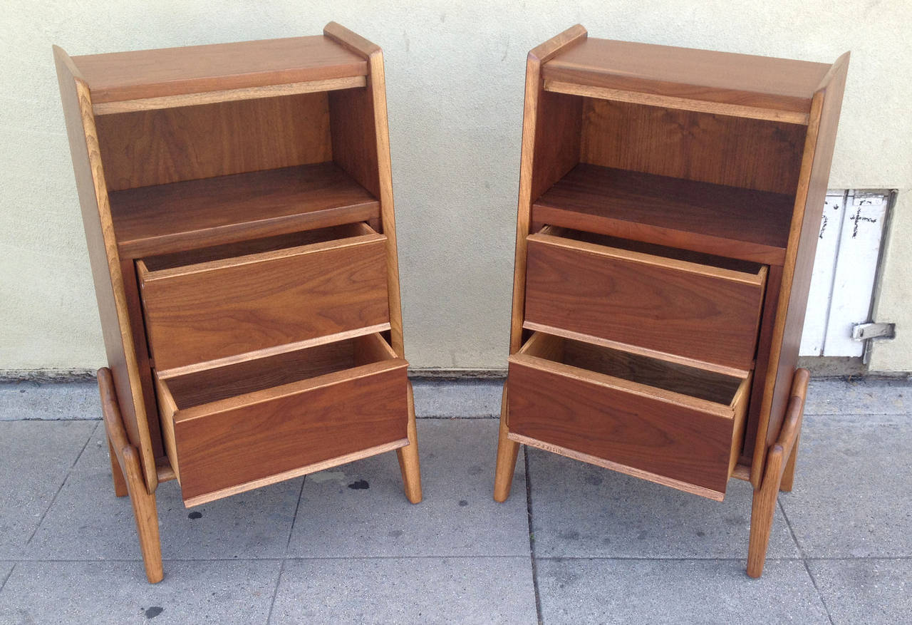 Pair of Two-Tone 1950s French Nightstands or Cabinets In Excellent Condition In Pasadena, CA