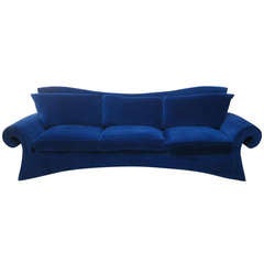 Vintage Striking 1980s Sofa in Blue Velvet by Goodman Charlton