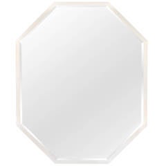 Chic White Lacquered Octagonal Mirror