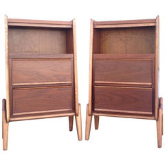 Pair of Two-Tone 1950s French Nightstands or Cabinets