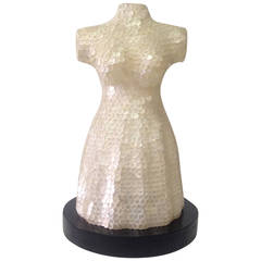 Vintage Capiz Paillette Dress Form Table Lamp