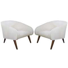 Mid-Century Modern Style Barrel Chairs, Pair