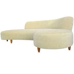 Curved Serpentine Sofa In Style of V. Kagan